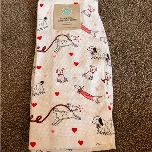 *NEW* Martha Stewart valentine dog kitchen towels set of 2